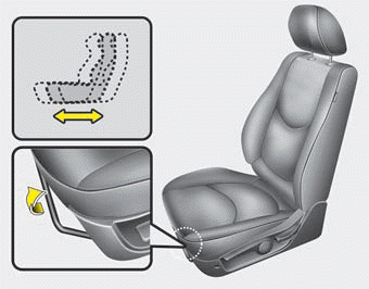 To move the seat forward or rearward: