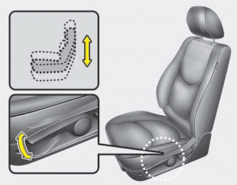 To change the height of the seat, push the lever upwards or downwards.