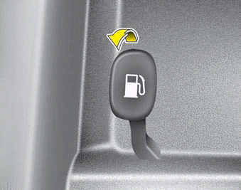 The fuel filler door must be opened from inside the vehicle by pulling up the