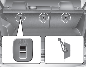 Child restraint hook holders are located on the back of the rear seatbacks.