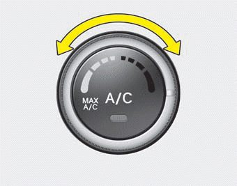 The temperature control knob allows you to control the temperature of the air