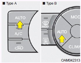 1. Push the AUTO button. It is indicated by AUTO on the display. The modes, fan