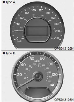 The speedometer indicates the speed of the vehicle and is calibrated in miles