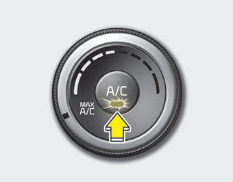 Press the A/C button to turn the air conditioning system on (indicator light