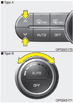 2. Push the temperature control button to set the desired temperature. (Type