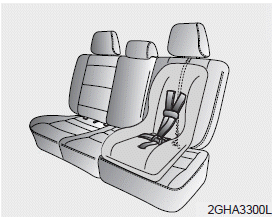 1.Route the child restraint seat tether strap over the seatback.